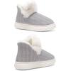 imageNineCiFun Womens Fuzzy Winter Bootie Slippers Knitted Ankle Boots Slippers Warm House Shoes Outdoor Indoor with Plush Fur LiningLight Grey