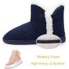 imageNineCiFun Womens Fuzzy Winter Bootie Slippers Knitted Ankle Boots Slippers Warm House Shoes Outdoor Indoor with Plush Fur LiningNavy