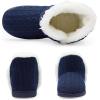imageNineCiFun Womens Fuzzy Winter Bootie Slippers Knitted Ankle Boots Slippers Warm House Shoes Outdoor Indoor with Plush Fur LiningNavy