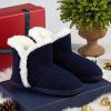 imageNineCiFun Womens Fuzzy Winter Bootie Slippers Knitted Ankle Boots Slippers Warm House Shoes Outdoor Indoor with Plush Fur LiningNavy