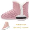imageNineCiFun Womens Fuzzy Winter Bootie Slippers Knitted Ankle Boots Slippers Warm House Shoes Outdoor Indoor with Plush Fur LiningPink