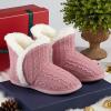 imageNineCiFun Womens Fuzzy Winter Bootie Slippers Knitted Ankle Boots Slippers Warm House Shoes Outdoor Indoor with Plush Fur LiningPink