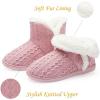 imageNineCiFun Womens Fuzzy Winter Bootie Slippers Knitted Ankle Boots Slippers Warm House Shoes Outdoor Indoor with Plush Fur LiningPink
