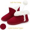 imageNineCiFun Womens Fuzzy Winter Bootie Slippers Knitted Ankle Boots Slippers Warm House Shoes Outdoor Indoor with Plush Fur LiningRed