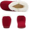 imageNineCiFun Womens Fuzzy Winter Bootie Slippers Knitted Ankle Boots Slippers Warm House Shoes Outdoor Indoor with Plush Fur LiningRed