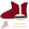 imageNineCiFun Womens Fuzzy Winter Bootie Slippers Knitted Ankle Boots Slippers Warm House Shoes Outdoor Indoor with Plush Fur LiningRed