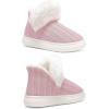 imageNineCiFun Womens Fuzzy Winter Bootie Slippers Knitted Ankle Boots Slippers Warm House Shoes Outdoor Indoor with Plush Fur LiningTender Pink