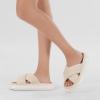 imageNineCiFun Womens House Slippers Open Toe Slide Slippers for Women Summer Slippers Memory Foam House Shoes with Cross Band Platform Slippers for Indoor and Outdoor UseBeige
