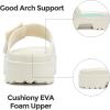 imageNineCiFun Womens Platform Sandals Low Wedge Sandals Open Toe Slide Sandals With Adjustable BuckleBeige