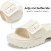imageNineCiFun Womens Platform Sandals Low Wedge Sandals Open Toe Slide Sandals With Adjustable BuckleBeige