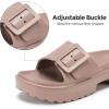 imageNineCiFun Womens Platform Sandals Low Wedge Sandals Open Toe Slide Sandals With Adjustable BuckleLatte