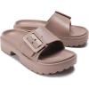 imageNineCiFun Womens Platform Sandals Low Wedge Sandals Open Toe Slide Sandals With Adjustable BuckleLatte