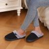 imageNineCiFun Womens Slip on Fuzzy House Slippers Memory Foam Slippers Scuff Outdoor Indoor Warm Plush Bedroom Shoes with Faux Fur LiningBlack Grey