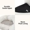 imageNineCiFun Womens Suede Bootie Slippers Warm Fuzzy Slippers with Faux Fur Lining Cozy Memory Foam Indoor House ShoesBlack