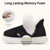 imageNineCiFun Womens Suede Bootie Slippers Warm Fuzzy Slippers with Faux Fur Lining Cozy Memory Foam Indoor House ShoesBlack