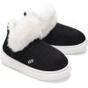 imageNineCiFun Womens Suede Bootie Slippers Warm Fuzzy Slippers with Faux Fur Lining Cozy Memory Foam Indoor House ShoesBlack