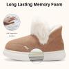 imageNineCiFun Womens Suede Bootie Slippers Warm Fuzzy Slippers with Faux Fur Lining Cozy Memory Foam Indoor House ShoesCamel