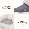 imageNineCiFun Womens Suede Bootie Slippers Warm Fuzzy Slippers with Faux Fur Lining Cozy Memory Foam Indoor House ShoesGrey