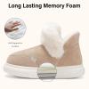 imageNineCiFun Womens Suede Bootie Slippers Warm Fuzzy Slippers with Faux Fur Lining Cozy Memory Foam Indoor House ShoesKhaki