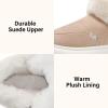 imageNineCiFun Womens Suede Bootie Slippers Warm Fuzzy Slippers with Faux Fur Lining Cozy Memory Foam Indoor House ShoesKhaki