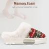imageNineCiFun Womens Warm House Slippers Memory Foam House Fuzzy Cute Christmas Slippers Ladies Bedroom Slippers Gift For WomenArmy Green Red