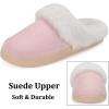 imageNineCiFun Womens and Mens Suede House Slippers Slip on Fuzzy Slippers with Faux Fur Lining Indoor Outdoor Home Shoes with Rubber SoleBaby Pink
