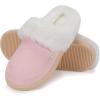 imageNineCiFun Womens and Mens Suede House Slippers Slip on Fuzzy Slippers with Faux Fur Lining Indoor Outdoor Home Shoes with Rubber SoleBaby Pink