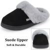 imageNineCiFun Womens and Mens Suede House Slippers Slip on Fuzzy Slippers with Faux Fur Lining Indoor Outdoor Home Shoes with Rubber SoleBlack