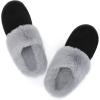 imageNineCiFun Womens and Mens Suede House Slippers Slip on Fuzzy Slippers with Faux Fur Lining Indoor Outdoor Home Shoes with Rubber SoleBlack
