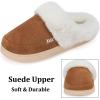 imageNineCiFun Womens and Mens Suede House Slippers Slip on Fuzzy Slippers with Faux Fur Lining Indoor Outdoor Home Shoes with Rubber SoleBrown