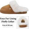 imageNineCiFun Womens and Mens Suede House Slippers Slip on Fuzzy Slippers with Faux Fur Lining Indoor Outdoor Home Shoes with Rubber SoleCamel
