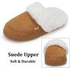imageNineCiFun Womens and Mens Suede House Slippers Slip on Fuzzy Slippers with Faux Fur Lining Indoor Outdoor Home Shoes with Rubber SoleCamel