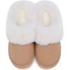 imageNineCiFun Womens and Mens Suede House Slippers Slip on Fuzzy Slippers with Faux Fur Lining Indoor Outdoor Home Shoes with Rubber SoleChestnut