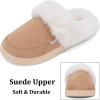 imageNineCiFun Womens and Mens Suede House Slippers Slip on Fuzzy Slippers with Faux Fur Lining Indoor Outdoor Home Shoes with Rubber SoleChestnut