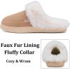 imageNineCiFun Womens and Mens Suede House Slippers Slip on Fuzzy Slippers with Faux Fur Lining Indoor Outdoor Home Shoes with Rubber SoleChestnut