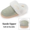 imageNineCiFun Womens and Mens Suede House Slippers Slip on Fuzzy Slippers with Faux Fur Lining Indoor Outdoor Home Shoes with Rubber SoleGreen