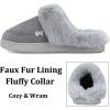 imageNineCiFun Womens and Mens Suede House Slippers Slip on Fuzzy Slippers with Faux Fur Lining Indoor Outdoor Home Shoes with Rubber SoleGrey