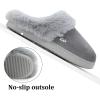 imageNineCiFun Womens and Mens Suede House Slippers Slip on Fuzzy Slippers with Faux Fur Lining Indoor Outdoor Home Shoes with Rubber SoleGrey