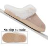 imageNineCiFun Womens and Mens Suede House Slippers Slip on Fuzzy Slippers with Faux Fur Lining Indoor Outdoor Home Shoes with Rubber SoleKhaki