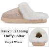 imageNineCiFun Womens and Mens Suede House Slippers Slip on Fuzzy Slippers with Faux Fur Lining Indoor Outdoor Home Shoes with Rubber SoleKhaki