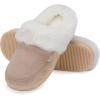 imageNineCiFun Womens and Mens Suede House Slippers Slip on Fuzzy Slippers with Faux Fur Lining Indoor Outdoor Home Shoes with Rubber SoleKhaki