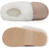 imageNineCiFun Womens and Mens Suede House Slippers Slip on Fuzzy Slippers with Faux Fur Lining Indoor Outdoor Home Shoes with Rubber SoleKhaki