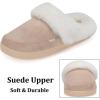 imageNineCiFun Womens and Mens Suede House Slippers Slip on Fuzzy Slippers with Faux Fur Lining Indoor Outdoor Home Shoes with Rubber SoleKhaki