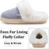 imageNineCiFun Womens and Mens Suede House Slippers Slip on Fuzzy Slippers with Faux Fur Lining Indoor Outdoor Home Shoes with Rubber SoleLight Blue