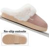 imageNineCiFun Womens and Mens Suede House Slippers Slip on Fuzzy Slippers with Faux Fur Lining Indoor Outdoor Home Shoes with Rubber SoleLight Pink