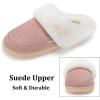 imageNineCiFun Womens and Mens Suede House Slippers Slip on Fuzzy Slippers with Faux Fur Lining Indoor Outdoor Home Shoes with Rubber SoleLight Pink