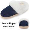 imageNineCiFun Womens and Mens Suede House Slippers Slip on Fuzzy Slippers with Faux Fur Lining Indoor Outdoor Home Shoes with Rubber SoleNavy