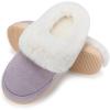 imageNineCiFun Womens and Mens Suede House Slippers Slip on Fuzzy Slippers with Faux Fur Lining Indoor Outdoor Home Shoes with Rubber SolePurple