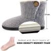imageParlovable Womens Bootie Slippers Warm Knit Plush Lining Boots Comfortable Memory Foam Slipon Comfy House Shoes Breathable Indoor WinterGrey