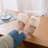 imageParlovable Womens Faux Fur Slippers Fuzzy Flat Spa Fluffy Open Toe House Shoes Indoor Outdoor Slip on Memory Foam Slide SandalsBeige